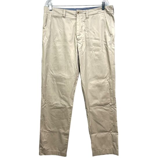 J. Crew Mens Chino Pants Straight Leg Slash Pockets Zip Fly Khaki Tan Sz 34 x 32 - Picture 1 of 7